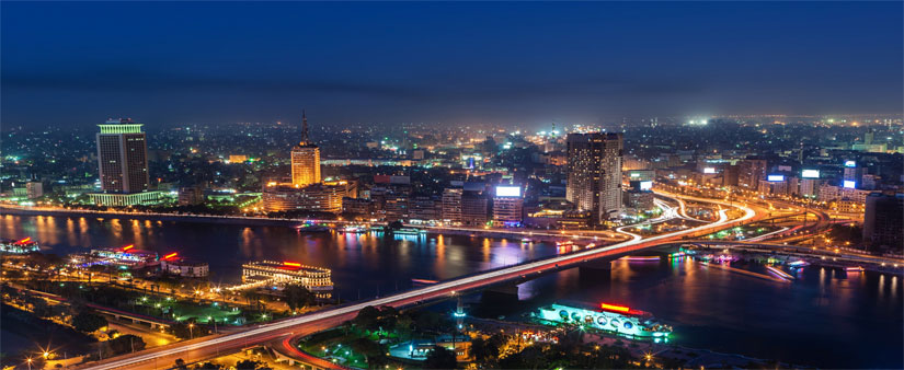 Bird's Eye View of Cairo Capital of Egypt at Night
